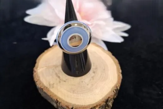 BAGUE RONDE BLEU PLATINE GM