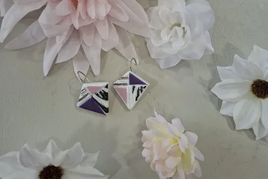 BOUCLE D'OREILLE LOSANGE PLATINE OR