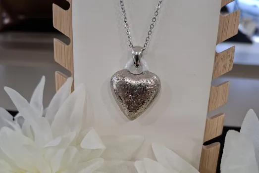 COLLIER COEUR BOMBE (Chaine inoxydable)