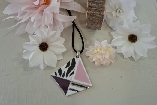 COLLIER LOSANGE PLATINE OR